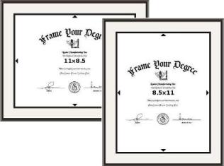 BBBS-Bright black diploma/certificate frame for 8.5x11 insert with white on black double matte